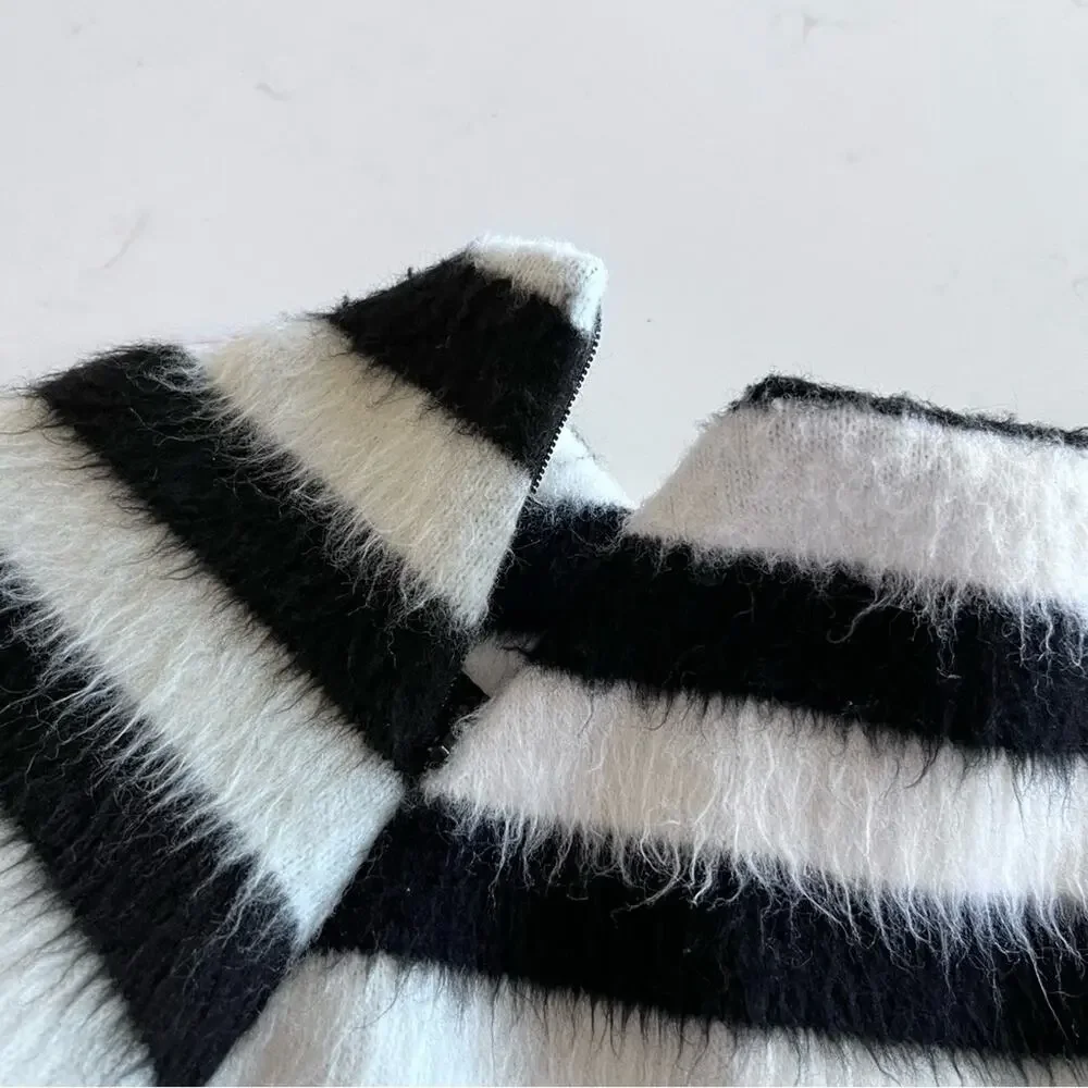 MummyMoon girls designer two tone striped warm long sleeve dress size 10